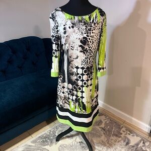 Frank Lyman Design Green and Black Long Sleeve Dress